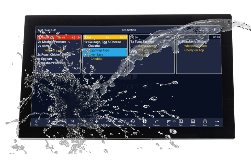 Strong, muscled arm with Logic Controls KB9000 Kitchen Display Bump Bar.